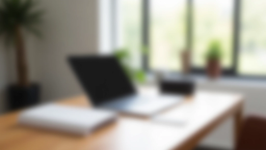 Espace de travail bien organisé avec un ordinateur portable et des notes